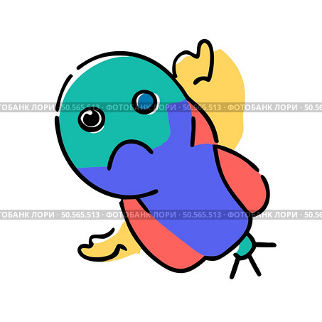 A whimsical. hand drawn cartoon creature with a sad expression. perfect for adding a touch of humor and personality to your designs. Стоковая иллюстрация, агентство Ingram Publishing / Фотобанк Лори