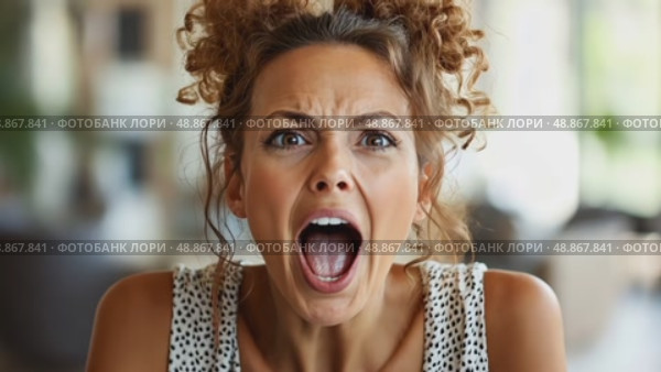 A woman expresses her excitement and joy in a vibrant café, surrounded by a welcoming atmosphere during the afternoon. Стоковое AI-видео, аниматор Данила Большаков / Фотобанк Лори