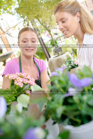 a woman shows those flowers. Стоковое фото, агентство Ingram Publishing / Фотобанк Лори