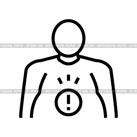 abdominal pain mesothelioma line icon vector illustration. Стоковая иллюстрация, иллюстратор Vectorwin / Фотобанк Лори