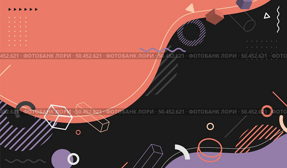 Abstract background flat design geometric elements pattern memphis retro style. Vector illustration. Стоковая иллюстрация, агентство Ingram Publishing / Фотобанк Лори