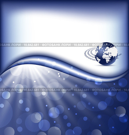 Abstract blue card with Earth planet . Стоковое фото, фотограф Oleg Tirunov / Smarterpix / Фотобанк Лори