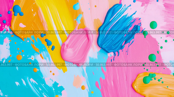 Abstract Expressionism: Playful Smears of Vibrant Paint Creating a Joyful and Colorful Canvas. Стоковое AI-изображение, AI-художник Данила Большаков / Фотобанк Лори