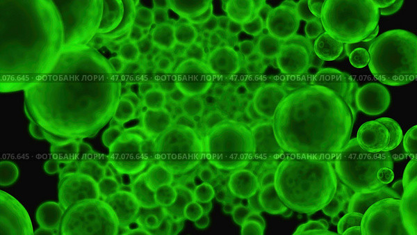 Abstract falling balls with rough surface in green color. Стоковая иллюстрация, иллюстратор David Kashakhi / Фотобанк Лори