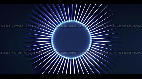 Abstract glowing circular lines on a dark blue background. Artistic design in geometric stripes. Modern shiny blue lines. Futuristic technological concept. The illustration was created by AI. Стоковое фото, фотограф Ярославский Максим / Фотобанк Лори