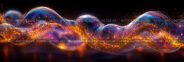 Abstract Glowing Wave with Sparkle Effect. Стоковое AI-изображение, AI-художник Данила Большаков / Фотобанк Лори