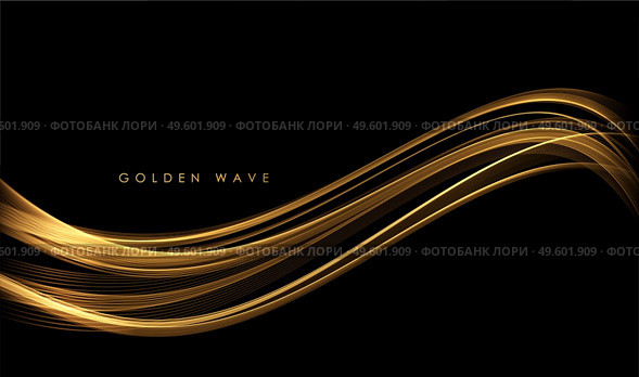 Abstract Gold smoke Waves. Shiny golden moving lines design element with glitter effect on dark background for gift, greeting card and disqount voucher. Awarding background. Abstract Gold Waves. Shiny golden moving lines design element with glitter effect on dark background for greeting card and disqount voucher. Стоковая иллюстрация, агентство Ingram Publishing / Фотобанк Лори