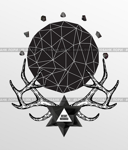 Abstract  gothic sacral illustration with polygon,  crystal design element, symbol, sign for tattoo. Стоковая иллюстрация, агентство Ingram Publishing / Фотобанк Лори