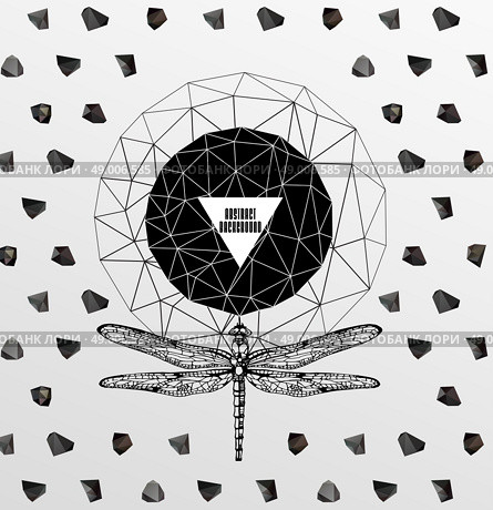 Abstract  gothic sacral illustration with polygon,  crystal design element, symbol, sign for tattoo. Стоковая иллюстрация, агентство Ingram Publishing / Фотобанк Лори