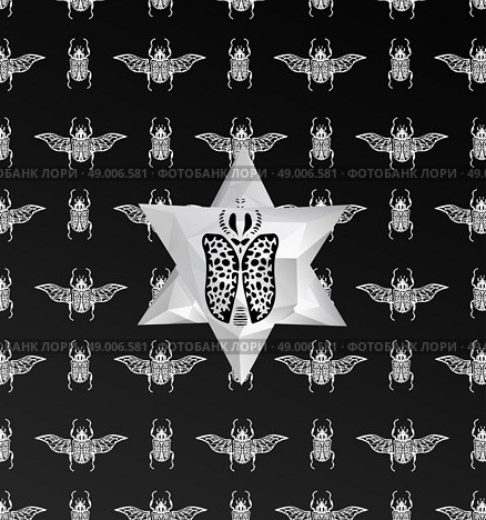 Abstract  gothic sacral seamless pattern,  crystal design element, symbol, sign for tattoo. Стоковая иллюстрация, агентство Ingram Publishing / Фотобанк Лори
