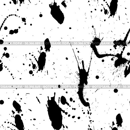 Abstract grunge seamless pattern.  Realistic blobs, blots, vuvvles from ink. Vector illustration. Стоковая иллюстрация, агентство Ingram Publishing / Фотобанк Лори