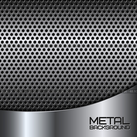 Abstract metal background with steel silver chrome surface and perforation vector illustration. Стоковая иллюстрация, агентство Ingram Publishing / Фотобанк Лори