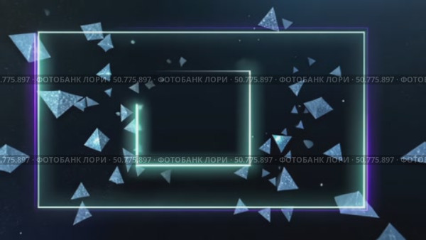 Abstract neon frame with glowing light effect and sparkling particles on dark background. Digital motion graphic footage. Стоковое AI-видео, аниматор Анжелика Самсонова / Фотобанк Лори