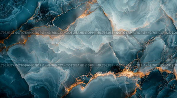 Abstract painting featuring intricate patterns in gold and blue colors, blending and overlapping to create a dynamic composition.. Intricate Gold and Blue Abstract Painting. Стоковое фото, агентство Ingram Publishing / Фотобанк Лори