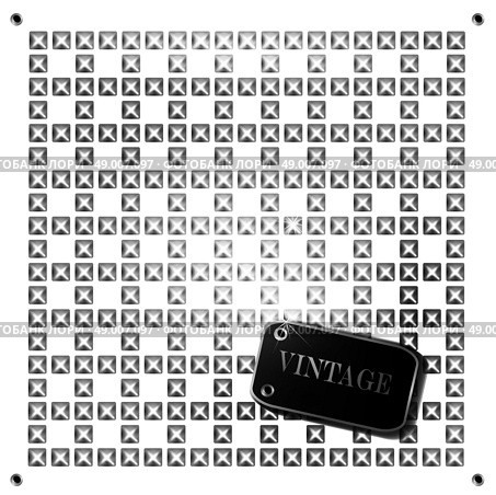 Abstract retro background with stud and retro label. Design template, card can be used banners, invitation, congratulation or website. Silver, gold metal stud. Стоковая иллюстрация, агентство Ingram Publishing / Фотобанк Лори