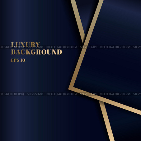 Abstract template dark blue luxury premium background with triangles shape and gold border. Vector illustration. Стоковая иллюстрация, агентство Ingram Publishing / Фотобанк Лори