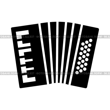 Accordion Icon. Black Stencil Design. Vector Illustration. Стоковая иллюстрация, агентство Ingram Publishing / Фотобанк Лори