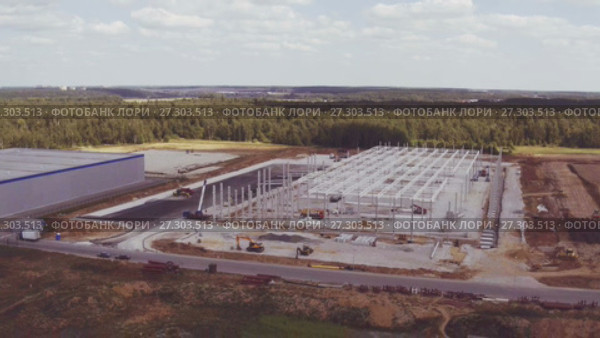 Aerial footage of building new large industrial complex. Стоковое видео, видеограф Илья Насакин / Фотобанк Лори
