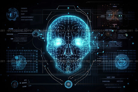 AI Artificial Intelligence Reshaping the Business, Science and Technology Landscape: Unveiling Potential of HUD and UI Interfaces. Стоковое AI-изображение, AI-художник Данила Большаков / Фотобанк Лори