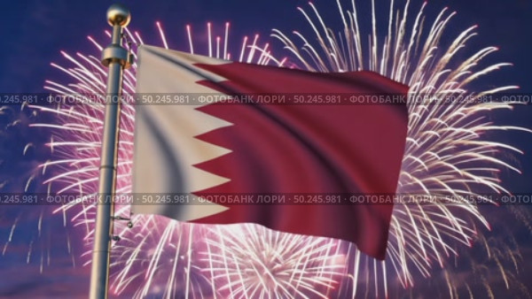 AI Generative The national flag of the independence of the state of Bahrain, background of fireworks. Стоковое AI-видео, аниматор Spirit River / Фотобанк Лори