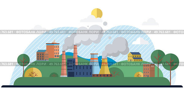 Air pollution vector illustration. The protective armor our ecological warriors is tested in face rampant air pollution Smog, insidious infiltrator, wraps its toxic tendrils around lungs. Air pollution. Climate change is echo our polluted footsteps, trace left by air pollution. Стоковая иллюстрация, агентство Ingram Publishing / Фотобанк Лори
