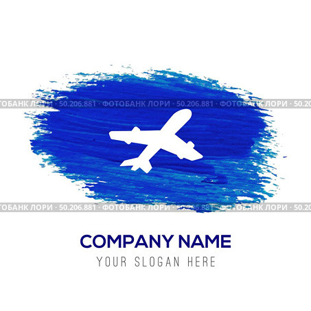 Airplane icon - Blue watercolor background. Стоковая иллюстрация, агентство Ingram Publishing / Фотобанк Лори