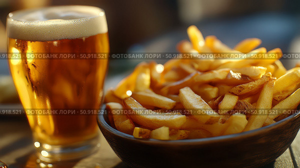 ale beer fries ai generated. Стоковое AI-изображение, AI-художник Vectorwin / Фотобанк Лори