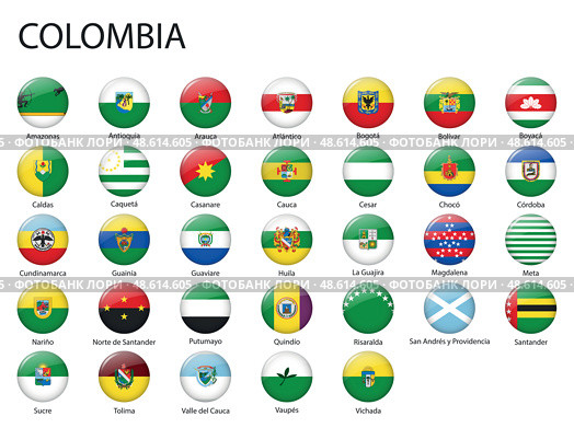 All Flags of regions of Colombia template for your design. Стоковая иллюстрация, иллюстратор Максим Гребешков / Фотобанк Лори