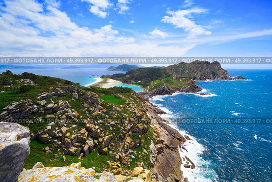 Alto do Principe high view point in Islas Cies islands of Vigo at Spain. Стоковое фото, агентство Ingram Publishing / Фотобанк Лори