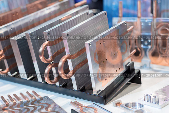 Aluminum-copper heat sink plates for industrial electronics. Стоковое фото, фотограф Андрей Радченко / Фотобанк Лори