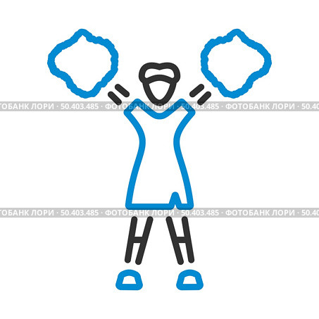 American Football Cheerleader Girl Icon. Editable Bold Outline With Color Fill Design. Vector Illustration. Стоковая иллюстрация, агентство Ingram Publishing / Фотобанк Лори