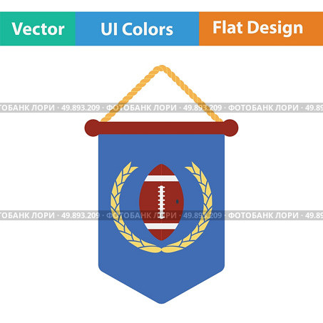 American football pennant icon. Flat color design. Vector illustration. Стоковая иллюстрация, агентство Ingram Publishing / Фотобанк Лори
