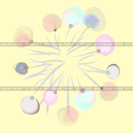 An abstract composition of rounded colored figures made with author's brushes, similar to watercolors. Стоковая иллюстрация, иллюстратор Marina Blazarenko / Фотобанк Лори