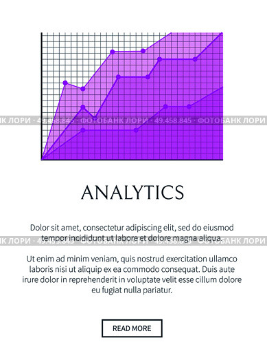 Analytics visualization in form of linear chart. Graphic lines that increase and show progress. Analytical data on poster vector illustration.. Analytics Visualization in Form of Linear Graphic. Стоковая иллюстрация, агентство Ingram Publishing / Фотобанк Лори