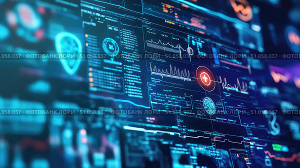 analytics zooming into digital health record ai generated. Стоковое AI-изображение, AI-художник Vectorwin / Фотобанк Лори