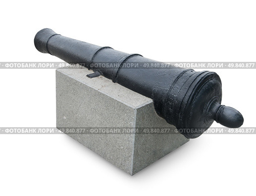 Ancient cannon isolated on a white background. Стоковое фото, агентство Ingram Publishing / Фотобанк Лори