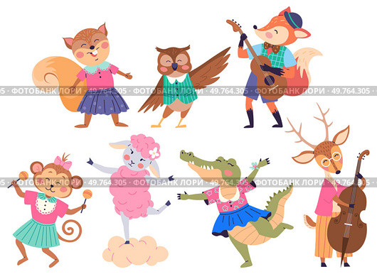 Animal band vector illustration. The animal band concept brings rhythmic celebration, turning zoo into musical haven Celebrate with wildlife concert, performance event showcases. Animal band. The animal band concept brings rhythmic celebration, turning zoo into musical haven. Стоковая иллюстрация, агентство Ingram Publishing / Фотобанк Лори
