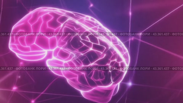 Animated Background with Holographic Brain Image. Стоковое AI-видео, аниматор Юрий Поздников / Фотобанк Лори