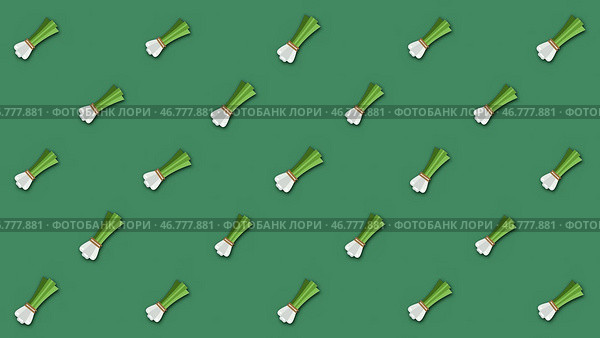 Animated background with repeating food pattern on green background. Стоковая иллюстрация, иллюстратор David Kashakhi / Фотобанк Лори