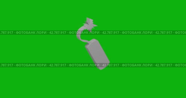 Анимация вращения белого символа динамита с тенью. Простое и сложное вращение. Плавная закольцованная анимация в формате 4k на зеленом фоне в цветовой гамме. Стоковая анимация, аниматор Карпенко Алексей / Фотобанк Лори