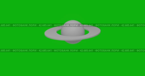 Анимация вращения белого символа Сатурна с тенью. Простое и сложное вращение. Плавная закольцованная анимация в формате 4k на зеленом фоне в цветовой гамме. Стоковая анимация, аниматор Карпенко Алексей / Фотобанк Лори