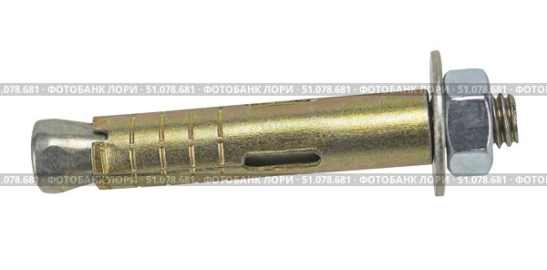 Анкерный болт с гайкой для бетонных стен на на белом фоне. Anchor bolts for concrete walls isolated on white background. Стоковое фото, фотограф Татьяна Д / Фотобанк Лори