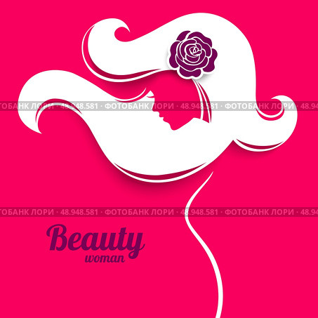 Applique background with beautiful girl silhouette . Стоковая иллюстрация, агентство Ingram Publishing / Фотобанк Лори