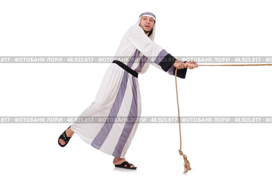 Arab man in tug of war concept. Стоковое фото, агентство Ingram Publishing / Фотобанк Лори