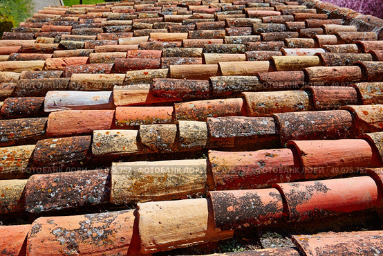 Arabic roof tiles pattern texture in Teruel of Spain. Стоковое фото, агентство Ingram Publishing / Фотобанк Лори