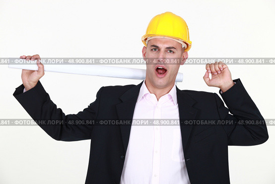 Architect yawning. Стоковое фото, агентство Ingram Publishing / Фотобанк Лори