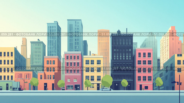 architecture ai interpretation of urban city block ai generated. Стоковое AI-изображение, AI-художник Vectorwin / Фотобанк Лори