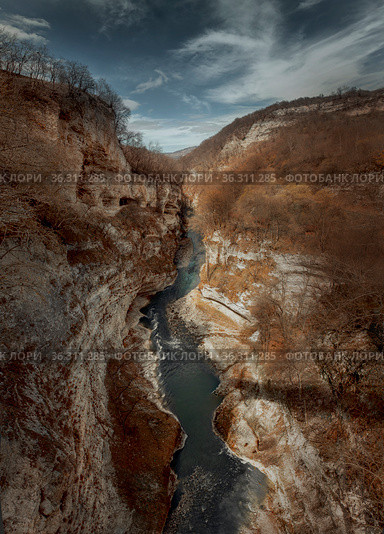 Argun Canyon in Chechnya mountains. Стоковое фото, фотограф Julia Shepeleva / Фотобанк Лори