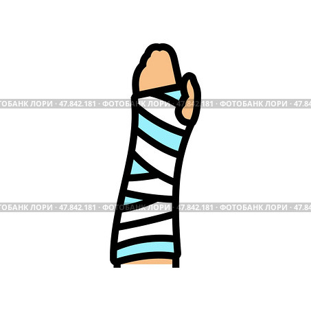 arm cast fracture injury color icon vector illustration. Стоковая иллюстрация, иллюстратор Vectorwin / Фотобанк Лори