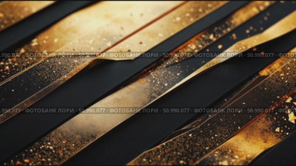 Artistic display of golden metal strips on black surface highlighting texture and design. Стоковое AI-видео, аниматор Сергей Толмачёв / Фотобанк Лори